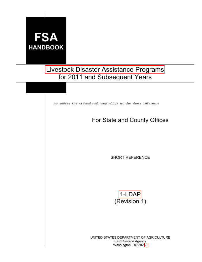 1-LDAP (Rev. 1): Livestock Disaster Assistance Programs for 2011 and Subsequent Years (Amendment 37) preview