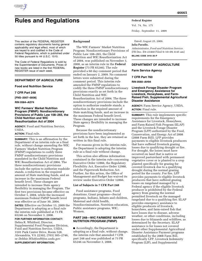 LFP and ELAP: Supplemental Agricultural Disaster Assistance (2009 Rule) preview