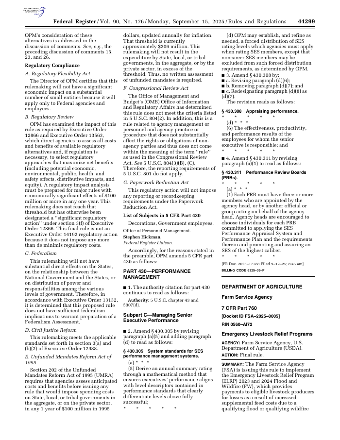 Emergency Livestock Relief Programs (2025 Final Rule) preview