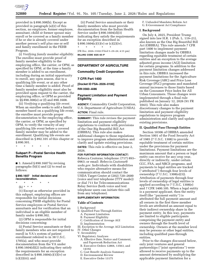 Payment Limitation and Payment Eligibility (2026 Final Rule) preview