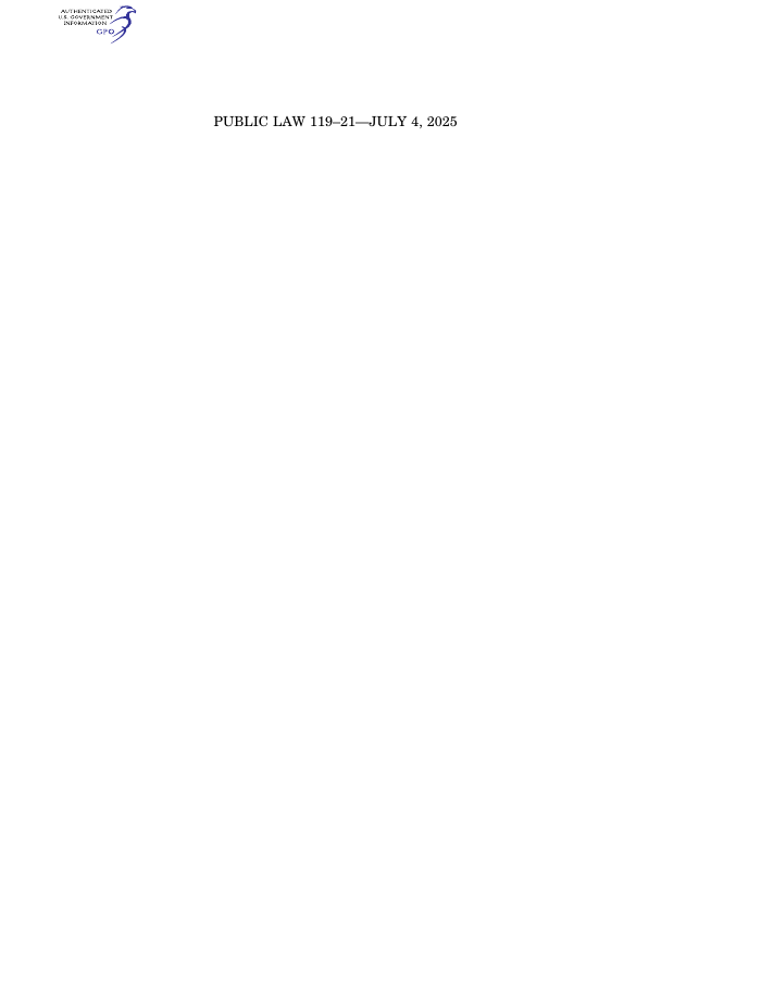 One Big Beautiful Bill Act — Disaster Assistance Provisions (P.L. 119-21) preview